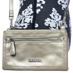 Women's Designer Kenneth Cole Reaction Gold Vegan Leather Crossbody Purse -Small